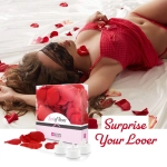 Rose petals for lovers + LED candles