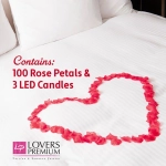 Rose petals for lovers + LED candles