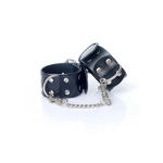 Studded leather handcuffs - black