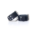 Studded leather handcuffs - black