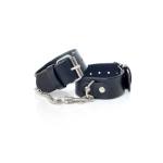 Studded leather handcuffs - black