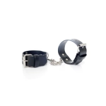 Studded leather handcuffs - black