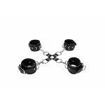 Leather handcuffs for arms and legs - black