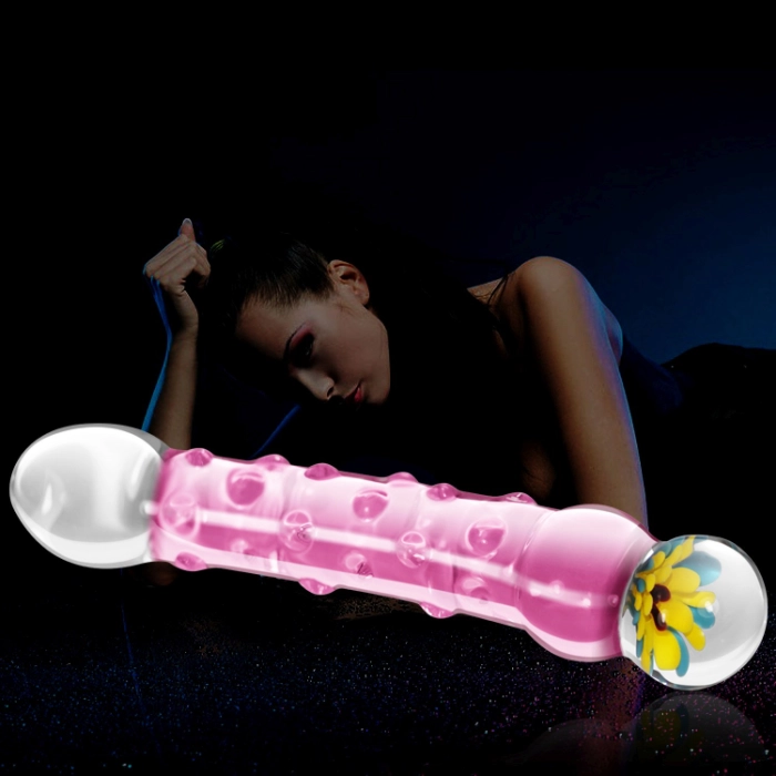 Glass luxury dildo - pink color