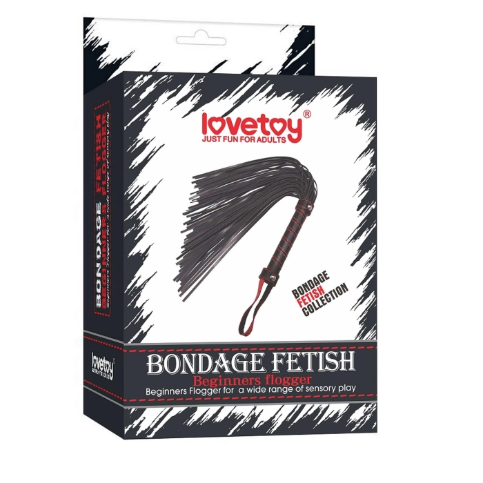 Whip 40 cm with decorative handle - black
