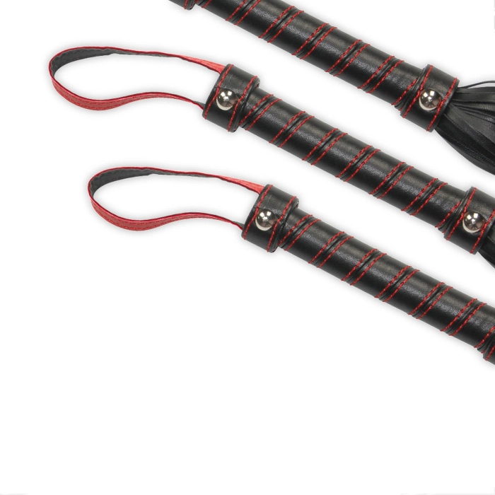 Whip 40 cm with decorative handle - black