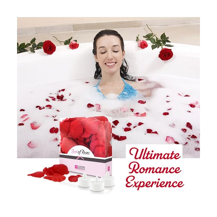 Rose petals for lovers + LED candles