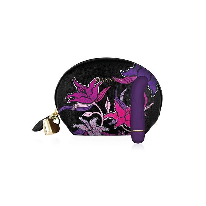 Mini G Floral vibrator + cosmetic bag - purple