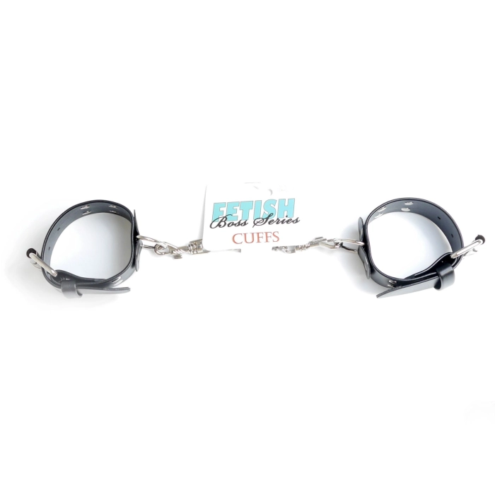 Studded leather handcuffs - black
