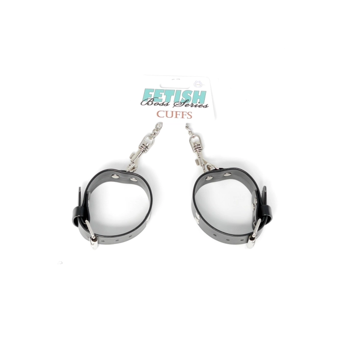 Studded leather handcuffs - black