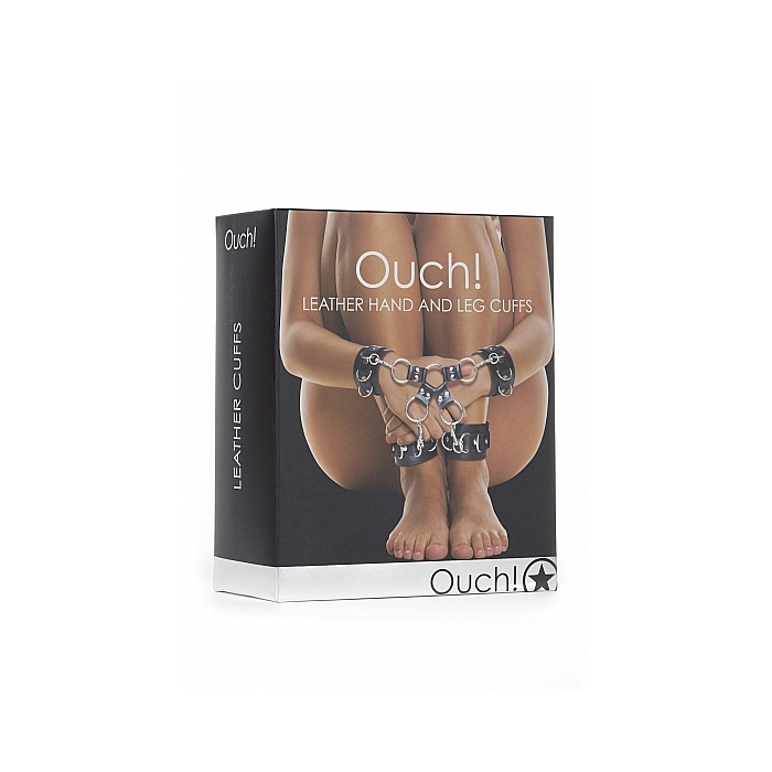 Leather handcuffs for arms and legs - black