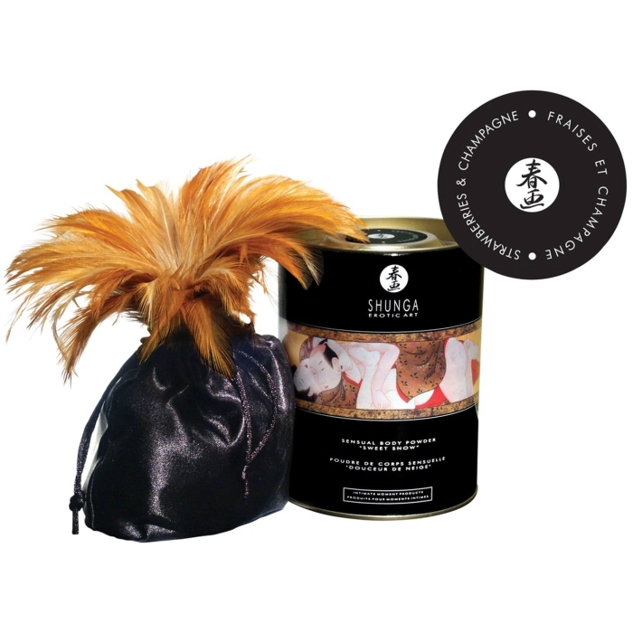 Shunga body powder with a brush - strawberry