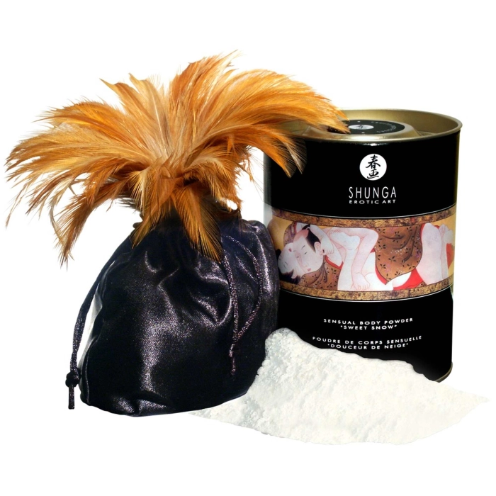 Shunga body powder with a brush - strawberry