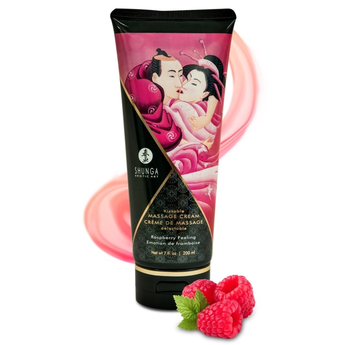 Shunga edible massage cream 200 ml - raspberry kisses