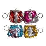 Purse with sequins, keyring