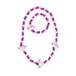 Necklace and bracelet for children with unicorns - wood