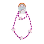 Necklace and bracelet for children with unicorns - wood