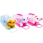 Plush kitten in a carrier