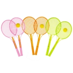 Badminton, tenisové rakety s míčkem