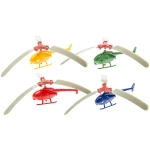 A toy helicopter with manual drive
