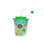 Plastic cup with a tube and a lid - wild animals 3D