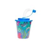 Plastic cup with a tube and a lid - sea animals 3D