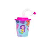 Plastic cup with a tube and a lid - 3D mermaid