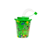Plastic cup with a tube and a lid - 3D football
