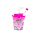 Plastic cup with a tube and a lid - 3D princess