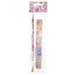 Set of pencil, ruler, eraser and princess sharpener
