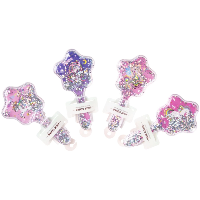 Hair brush with glitter - unicorn