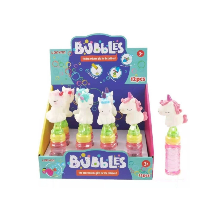 Soap bubbles with a unicorn figurine