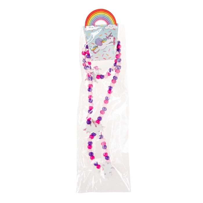 Necklace and bracelet for children with unicorns - wood