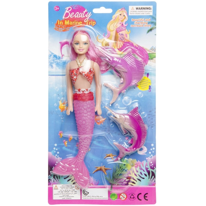 Mermaid doll + sea animals - 29 cm