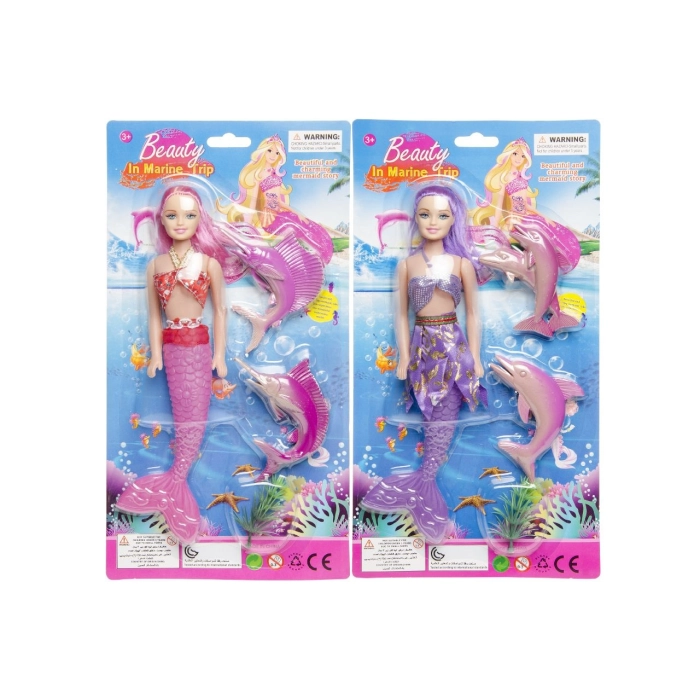 Mermaid doll + sea animals - 29 cm