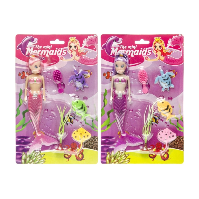 Mermaid doll + sea animals 20 cm