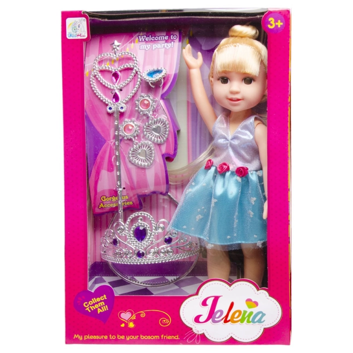 Elaine doll with crown and jewelry - box