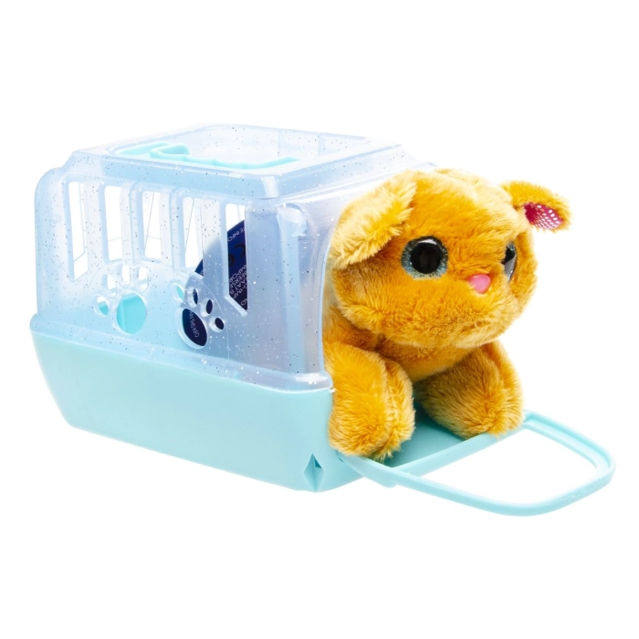 Plush kitten in a carrier