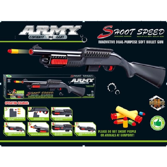 Combat weapon with XXL bullets and foam darts
