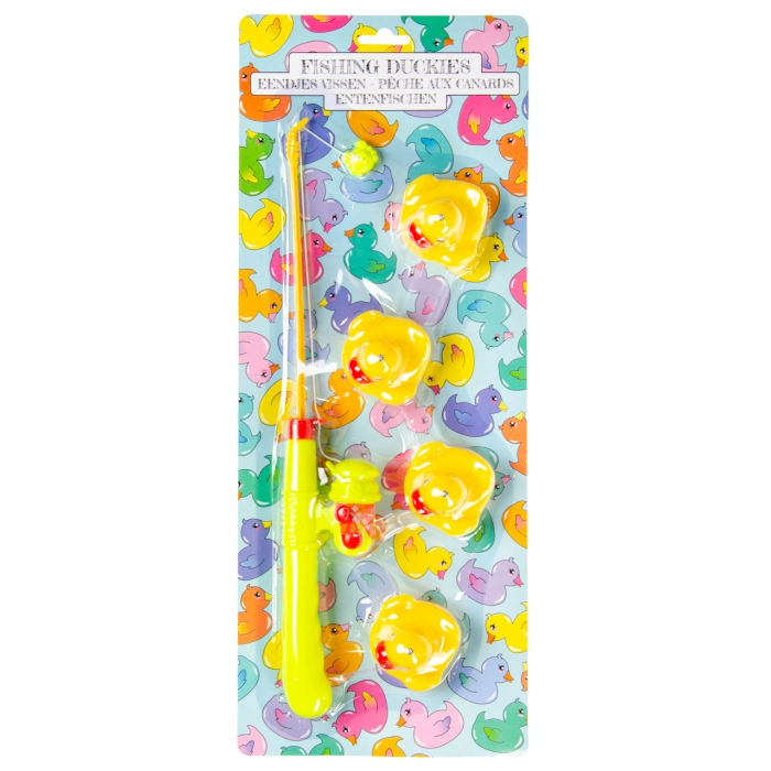 A fishing rod with ducks, a water toy