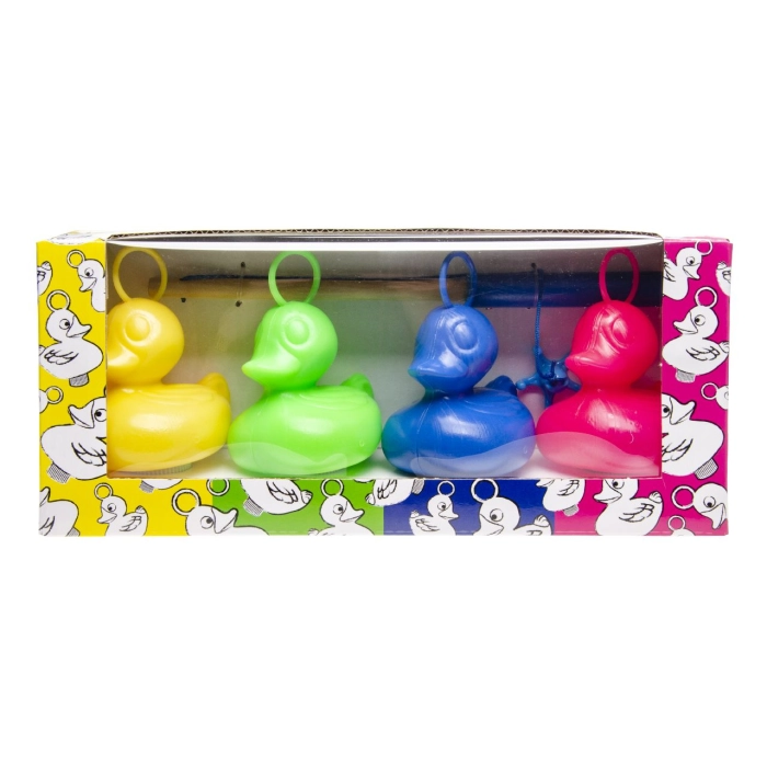 4 bathing ducks with a pendant + a fishing rod