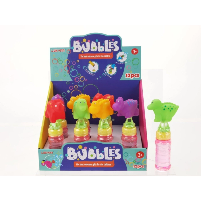 Soap bubbles with a dinosaur figure