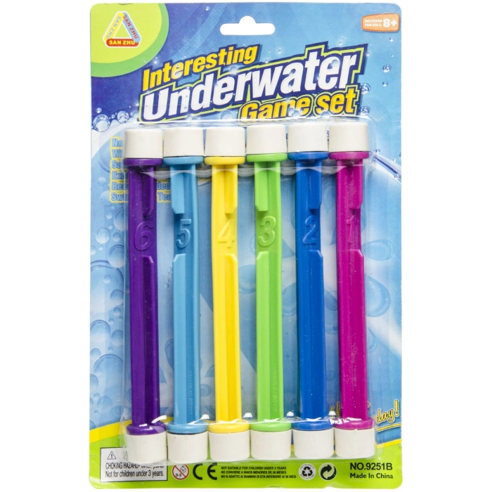 A set of 6 sticks for playing underwater