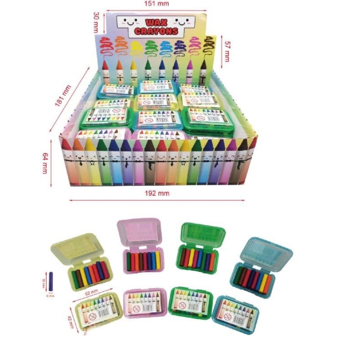 Mini wax crayons, candle 8 pcs in a case