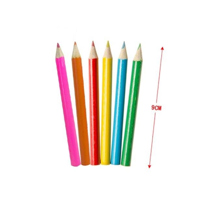 Wooden mini crayons, round pastels (6 pieces)