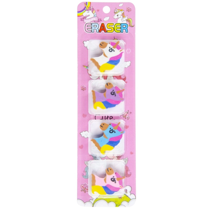 Set of 4 unicorn erasers