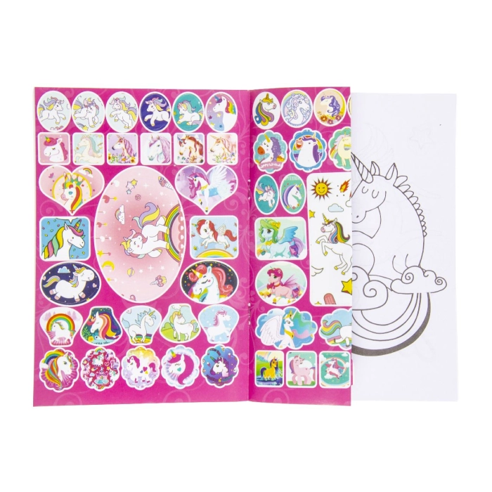 Coloring book with stickers for kids - unicorns