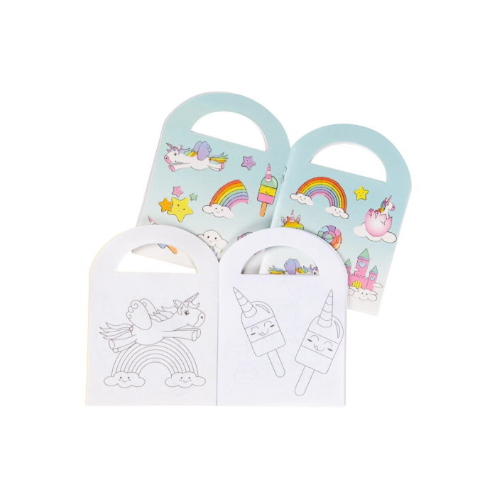 Mini coloring book with stickers - unicorns