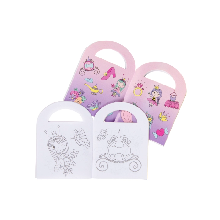 Mini coloring book with stickers - princess