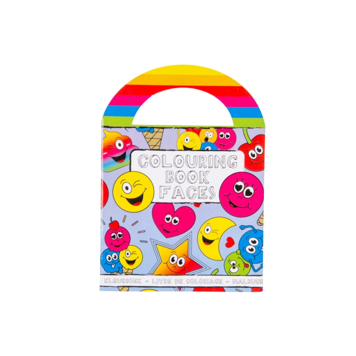 Mini coloring book with stickers - happy faces emoticons